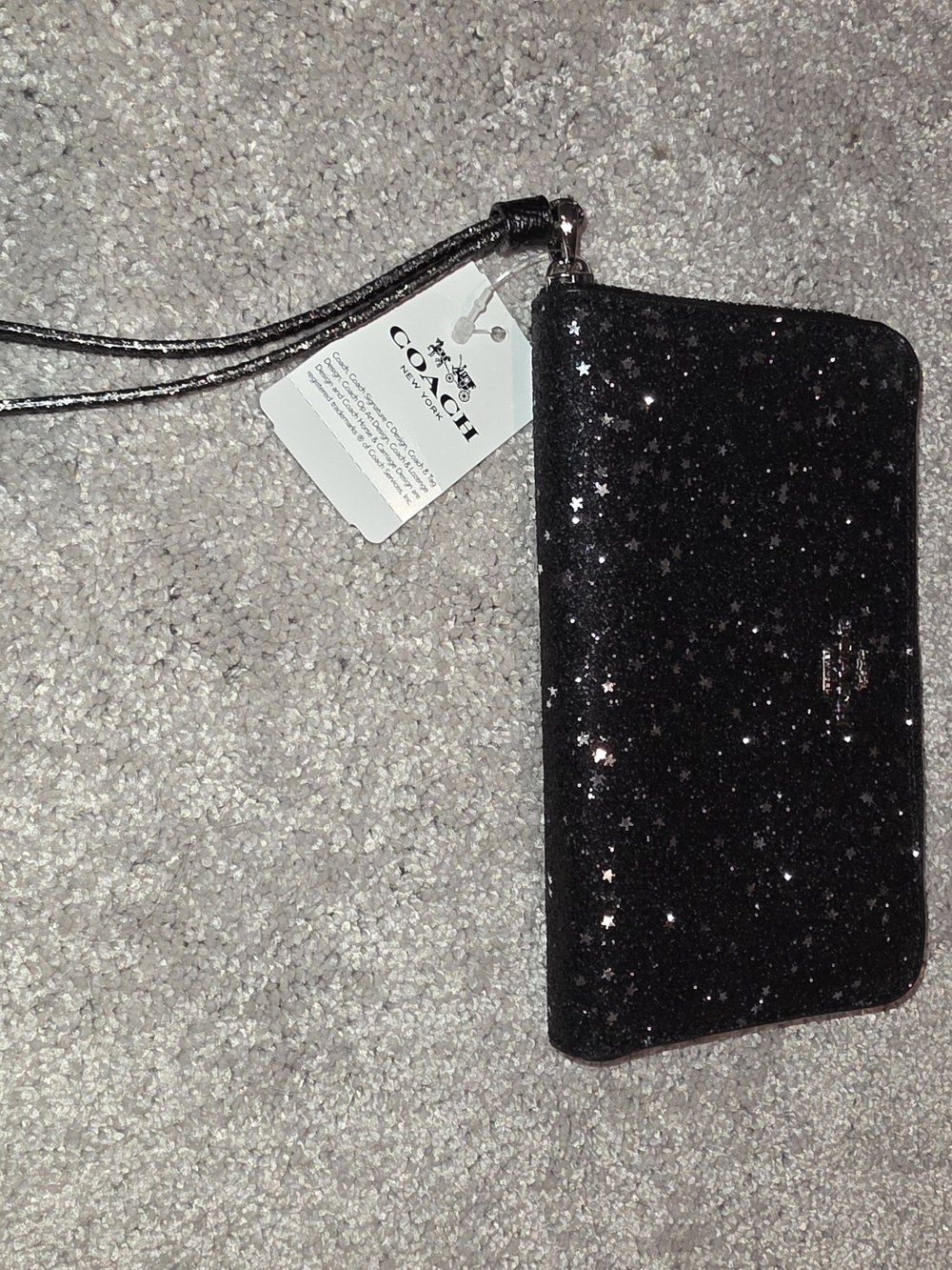 Coach Black Glitter Star Wristlet